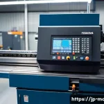 기계가공 CNC 선반 사용법 - A modern CNC lathe machine in a clean industrial workshop, showing a close-up of the rotating metal ...