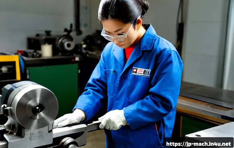 기계가공 실기 시험 응시 요령 - Photorealistic Japanese vocational student preparing for a mechanical machining practical exam, wear...